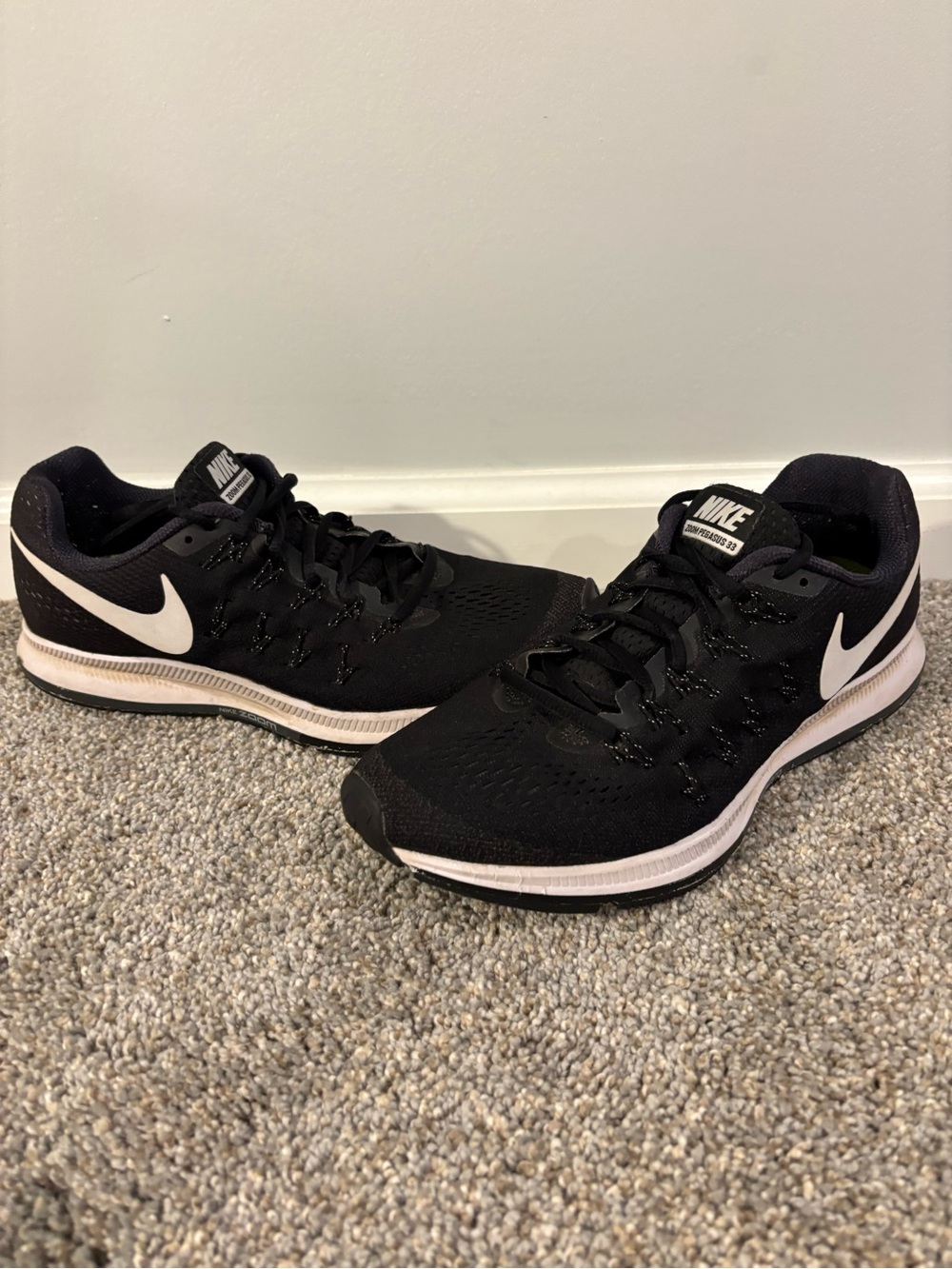 Women’s Nike Air Zoom Pegasus 33 Black/White Anthracite Running Shoes Sneakers 9